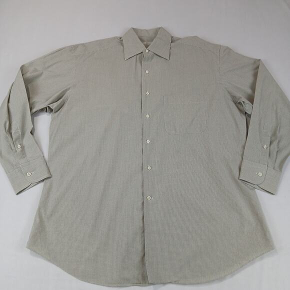 Ermenegildo Zegna Dress Shirt Mens 41/16 Green Check Button Up Long Sleeve - Picture 10 of 10
